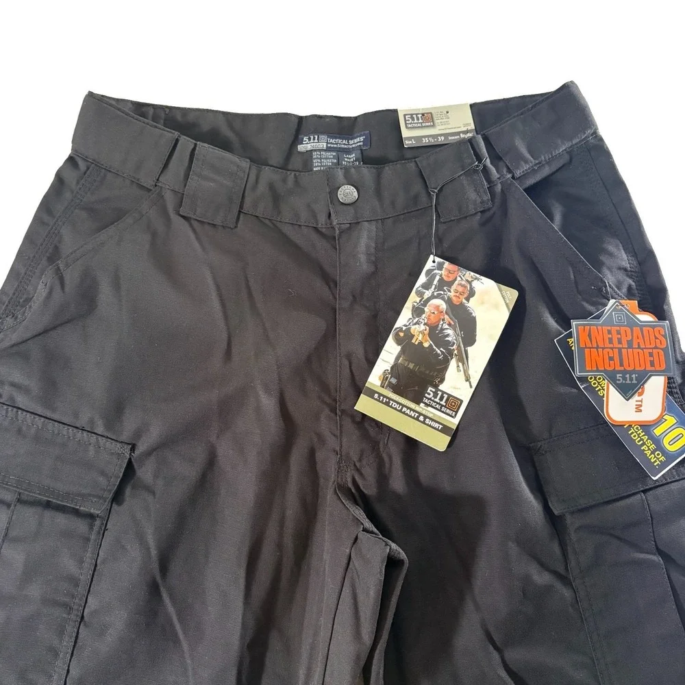 511 Tactical Pants Mens Large Long Black Ripstop Relaxed Fit TDU Cargo Workwear
